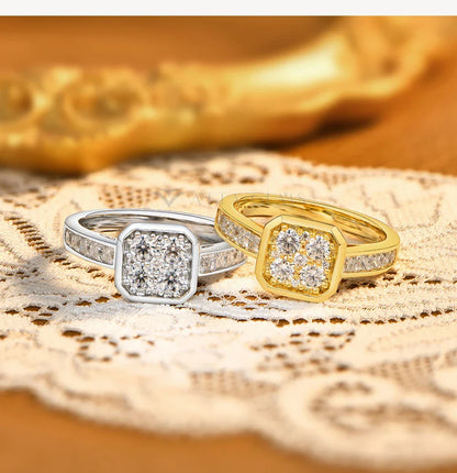 Bague ATTANGEMS carrée en moissanite DVVS1 en argent sterling 925, bagues de fiançailles classiques, alliance élégante, bijoux pour femme