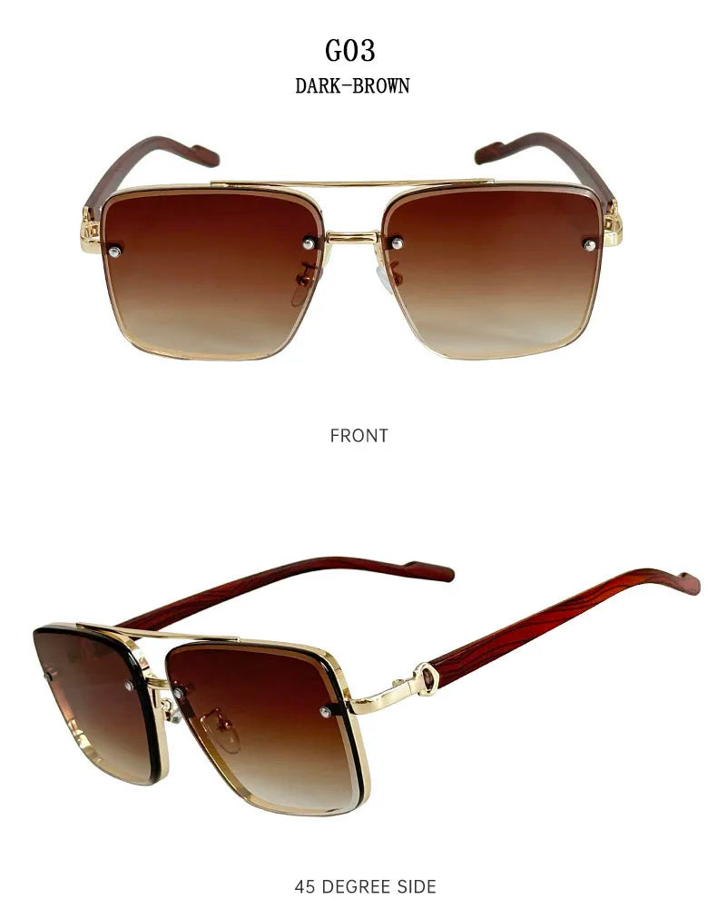 2024 Luxury Square Sunglasses For Men New Wooden Vintage Designer Fashion Glasses Sunglasses Women Vacation Gafas De Sol Hombre