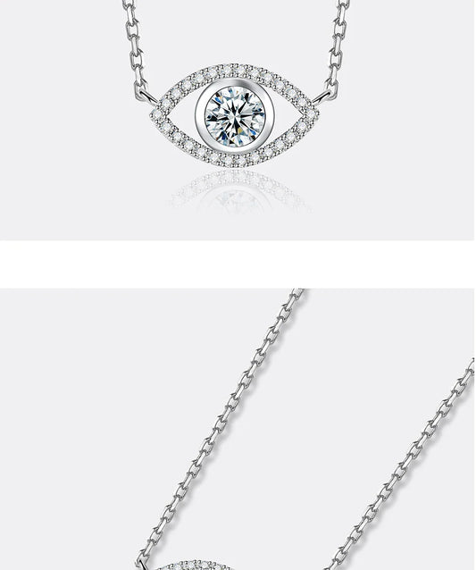 0.5CT Moissanite Necklace for Women S925 Pure Silver eye Pendant Laboratory Diamond  Certified High-end Fashion Jewelry