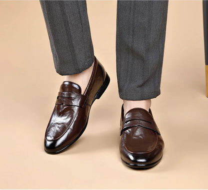 Social Shoe Male Leather Casual Round Toe Men's Formal Shoes Business Luxury Designer Clothing Office Party Gentleman 2025 Trend