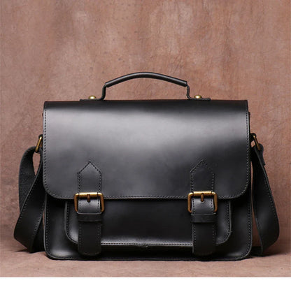 Retro Real Leather Messenger Bags Men and Women Shoulder Bag Natural Cowhide Crossbody Casual Handbag Luxury Cambridge Bags