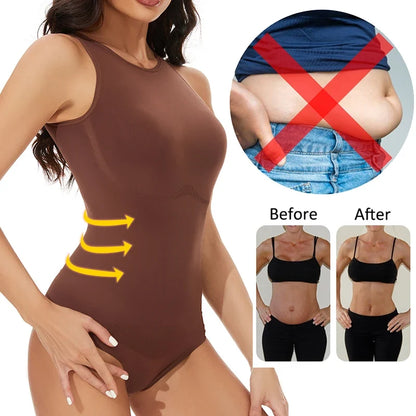 Bodysuits Sexy Sleeveless Crew Neck Shapewear Thong for womens Waist Trainer Tanks Tops Slim Tummy Control Body Shaper