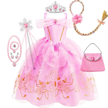 Aurora Dress for Girls Sleeping Beauty Costume Kids Birthday Halloween Party Disguise Dresses Up