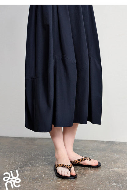 Women's A-Line Bud Skirt 2026 Summer New Split Detail Retro Puff Midi Skirt, Lightweight Outdoor Wear