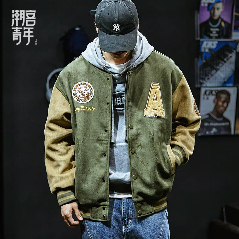 New Baseball Jacket Men Fashion Embroidered Jackets Coats High Street Outwear Man Bomber Jacket Hip Hop Clothing Top