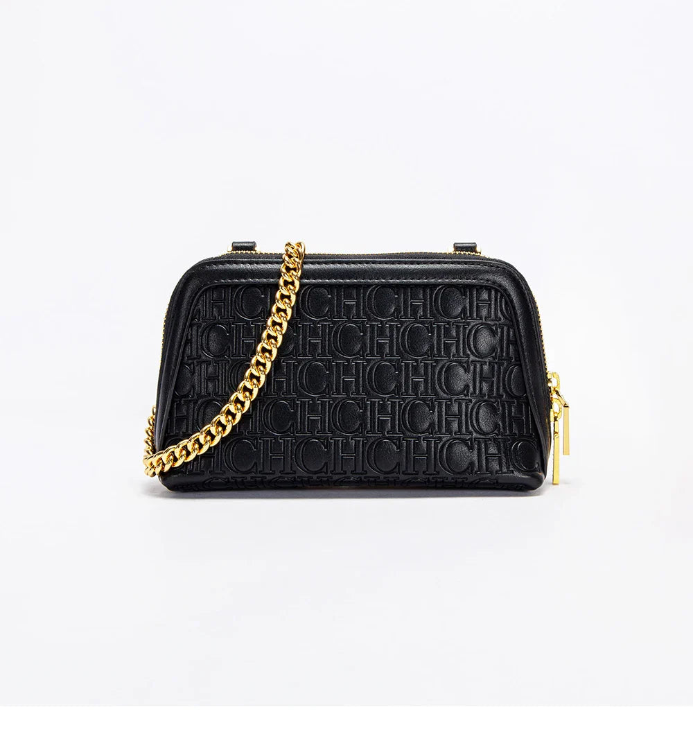Solid Color Versatile Letter Print Design Exquisite Fashionable and Minimalist 2024 Seasonal New Women's Chain Shoulder Bag