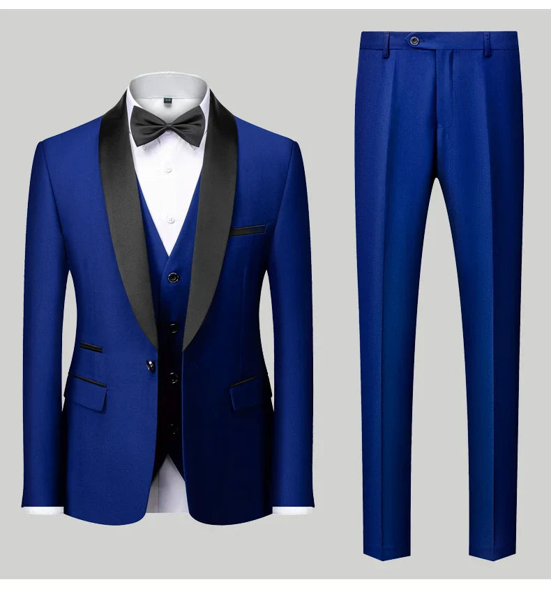 M-6XL Men's Casual Business Have Smoking Suit High End Brand Boutique Fashion Blazer Vest Pants Groom Wedding Dress Party Suit