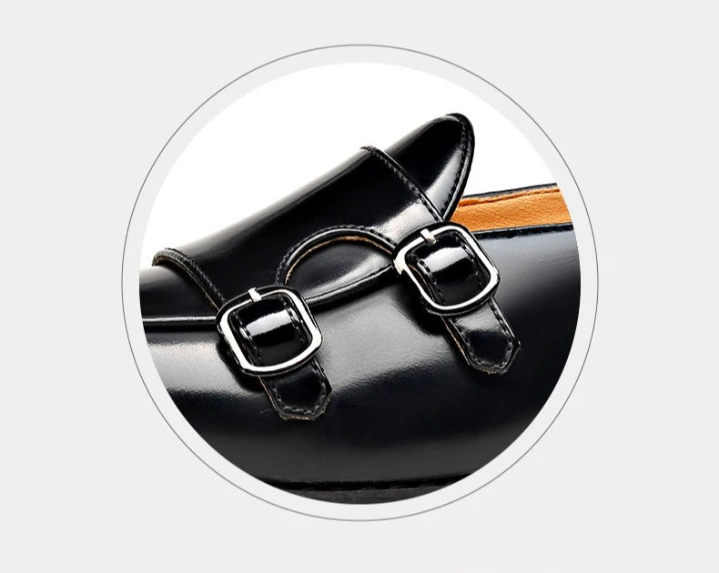 Spring Summer New Cow Leather Shoes for Men Buckle Designer Loafers Male Solid Color Big Size Fashion Business Casual Shoes Man
