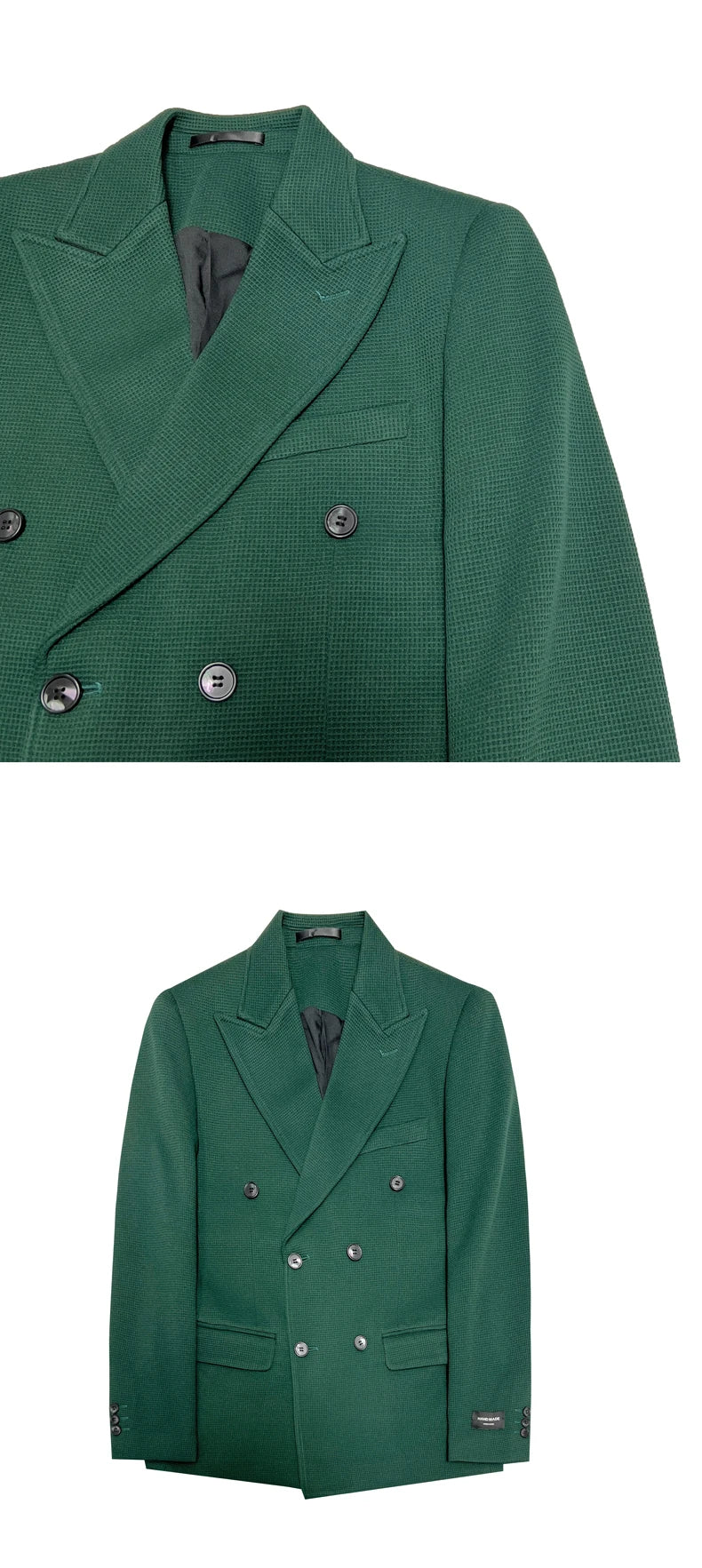 2025 Spring New Men's Waffle Double Breasted Suit Jacket High Quality Business Slim Fit Blazers Groom Social Party Dress Coats
