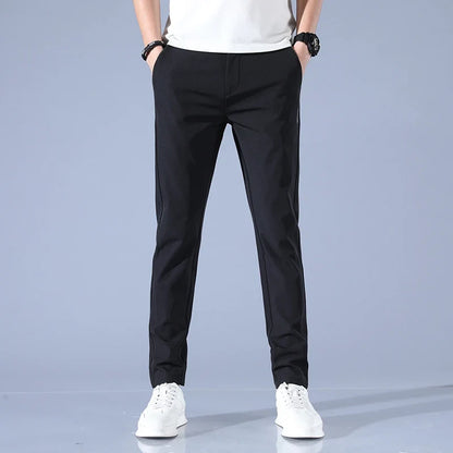 2026 Spring Summer Men's Ice Silk Golf Casual Slim Straight Thin Trousers Male Fashion Stretch Breathable Jogging 28-38