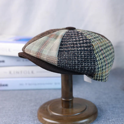 Spring Autumn Winter Men Classic Splicing Octagonal Hats Retro British Newsboy Cap Gatsby Woman Men Beret Caps  005