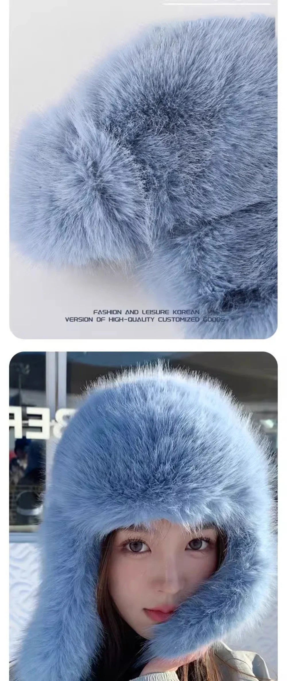 Fluffy Fur Hat Women White Black Blue Russian Hat Thick Warm Ski Earflap Cap Female Ushanka Winter Hat Ladies Russian Cap