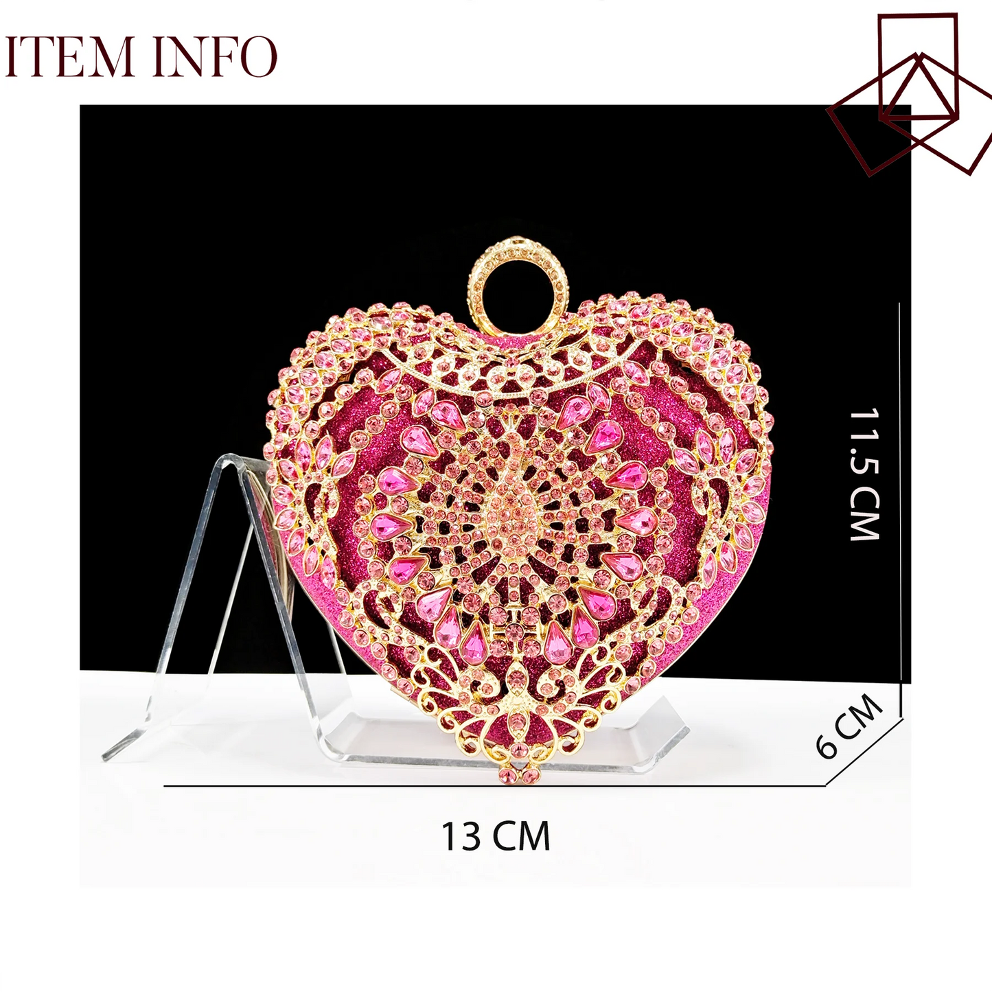 Fashion Design Heart Shape Three-Dimensional Hard Bag and Sexy Stiletto Shoes Shiny Rhinestones