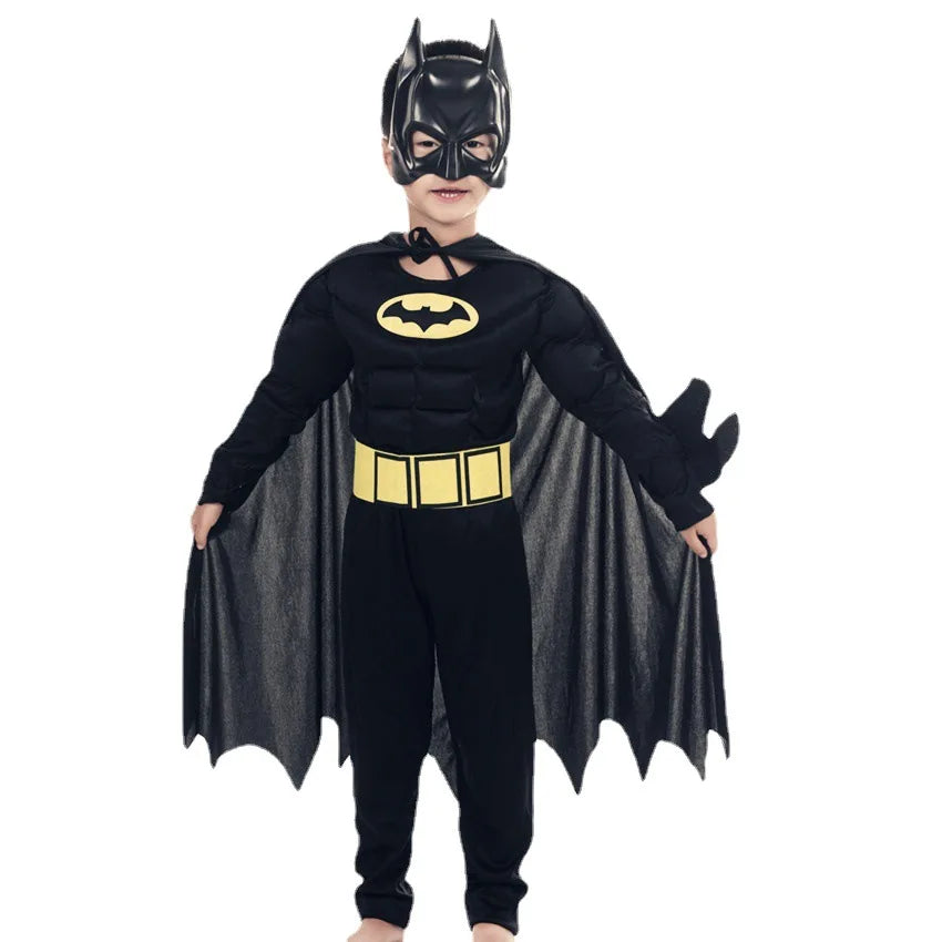 Halloween Children Boys Bat Cosplay Costume Batboy Fancy Black Superhero Cosplay Kids Costume Outfits Comic Masquerade Evening