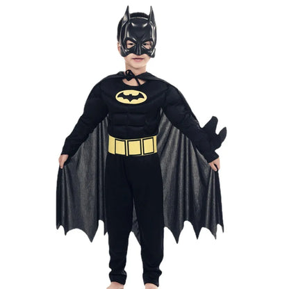 Halloween Children Boys Bat Cosplay Costume Batboy Fancy Black Superhero Cosplay Kids Costume Outfits Comic Masquerade Evening