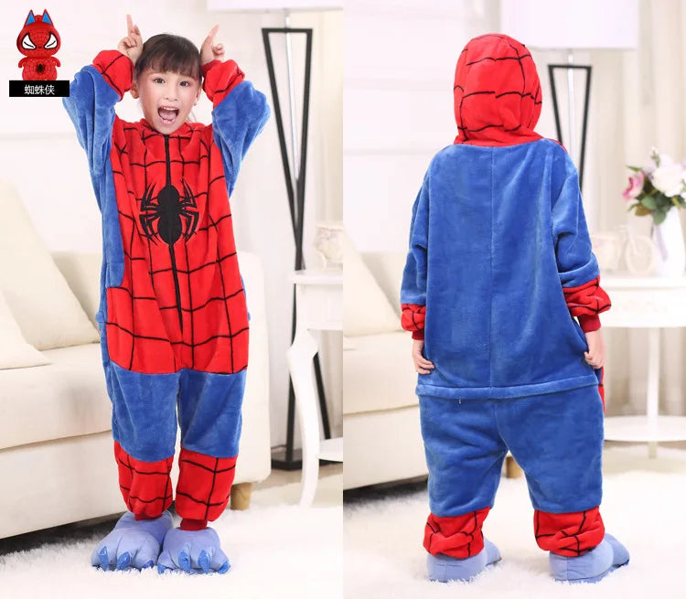Spider Plush Onesie Pajamas for Adults  Winter Fleece Sleepwear Cool Superhero Costume Birthday Christmas Gift