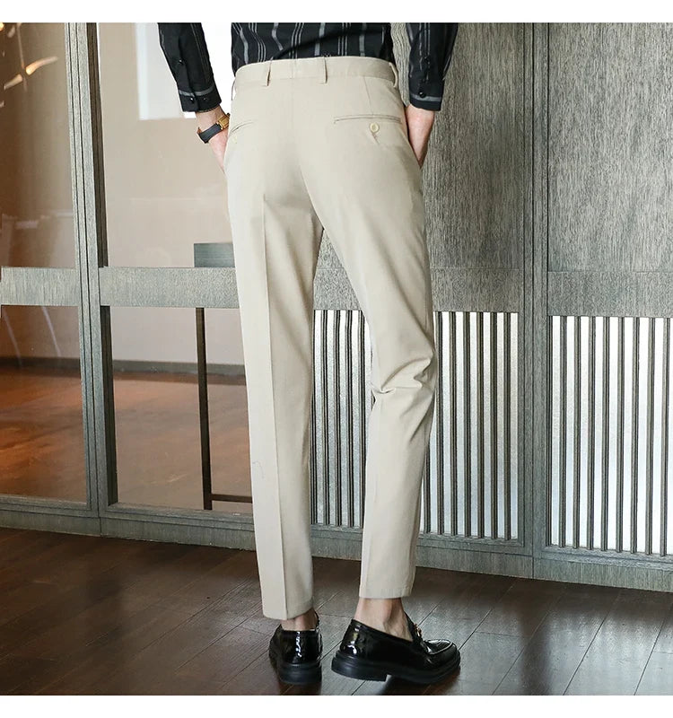 Plus size 40 38 Men Business Solid Suit Pant 2026 Spring Formal Slim Fit Wedding Trouser Mens Brand Fashion Casual Dress Pants