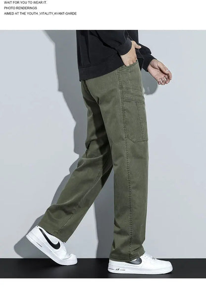 Men's Loose Straight Casual Work Pants 2025 Trendy Multi-Pocket Autumn Winter Workwear YM6106