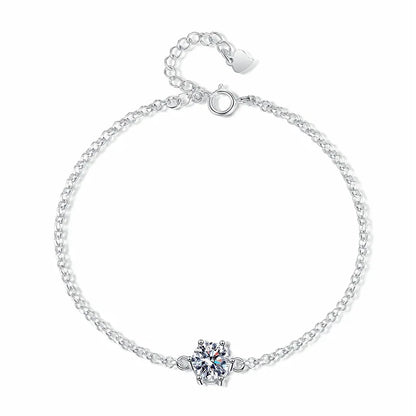 1CT 6.5mm Zircon/moissanite Bracelets for Women Classic Adjustable Chain Lab Diamond 100% 925 Sterling Silver Jewelry