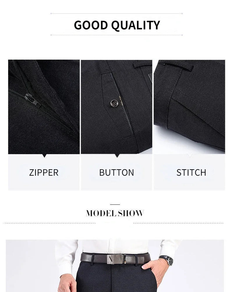 Mens Summer Casual Suit Thin Pants Classic Formal Business Fashion Autumn Thick Stretch Trousers Male Brand Clothes GOZBKF