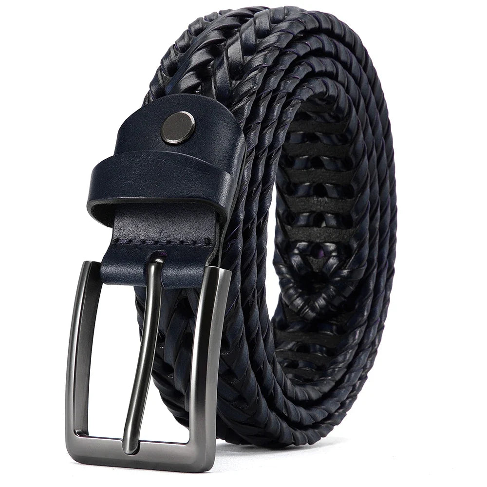 Leather Braided Belts for Mens Casual Woven Leather Belt for Dress Pants