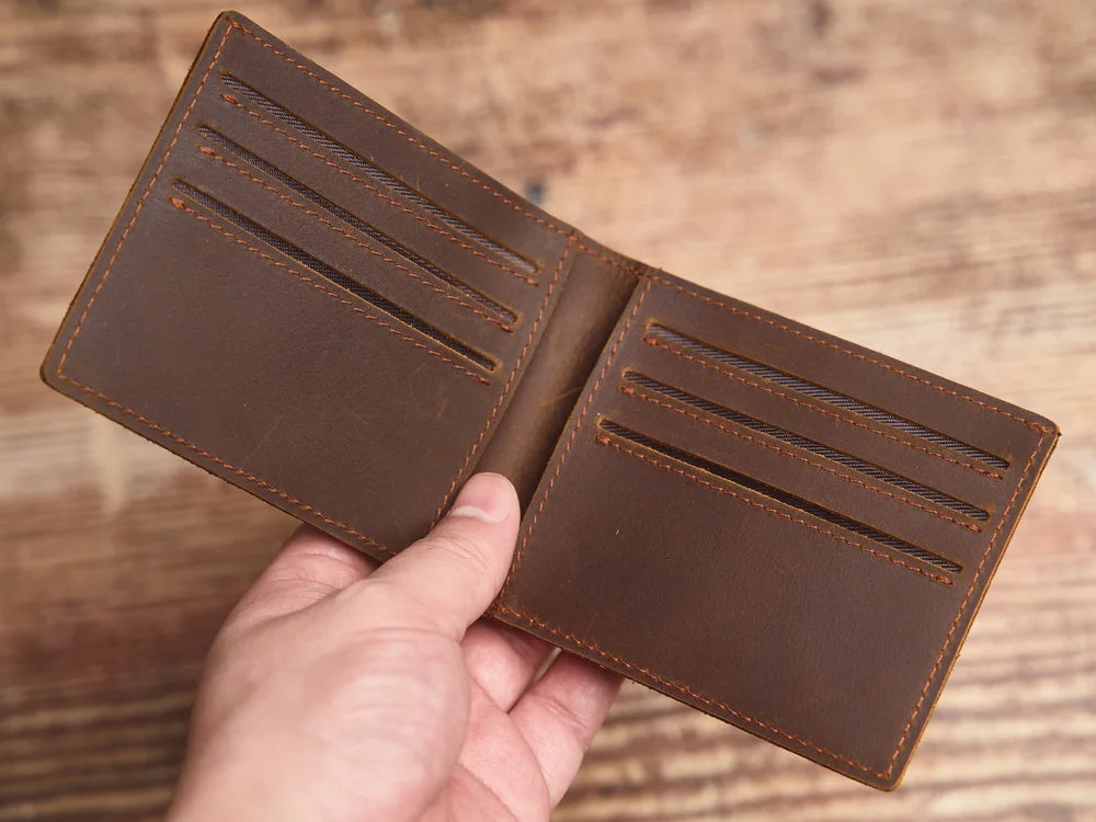 Genuine full-grain leather wallet, vintage men's wallet, stylish business card holder, the perfect gift for men