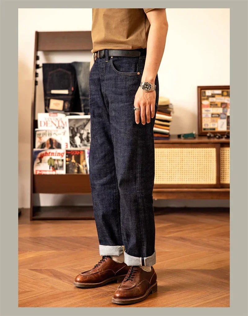 WWII Model Wide Straight Jeans One Wash 14oz Selvedge Denim