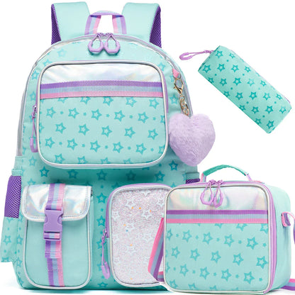 Meetbelify Backpack for Girls Schoolbag Aesthetic Backpack for Elementary Student Teen Girls Bookbag with Lunchbox and Penbag