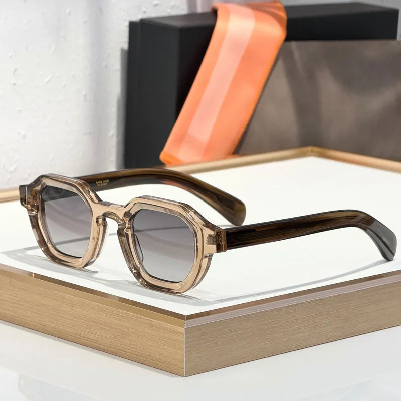 Thick Acetate Sunglasses Square for Men Women Handmade in Japan Classical Vintage High Quality Gradient Glasses with Case