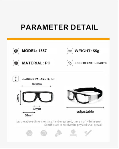 Basketball Eyewear Goggles Customizable Myopia Anti-blue Light Sports Glasses Frames Adjustable Soccer Goggles Frame 1577