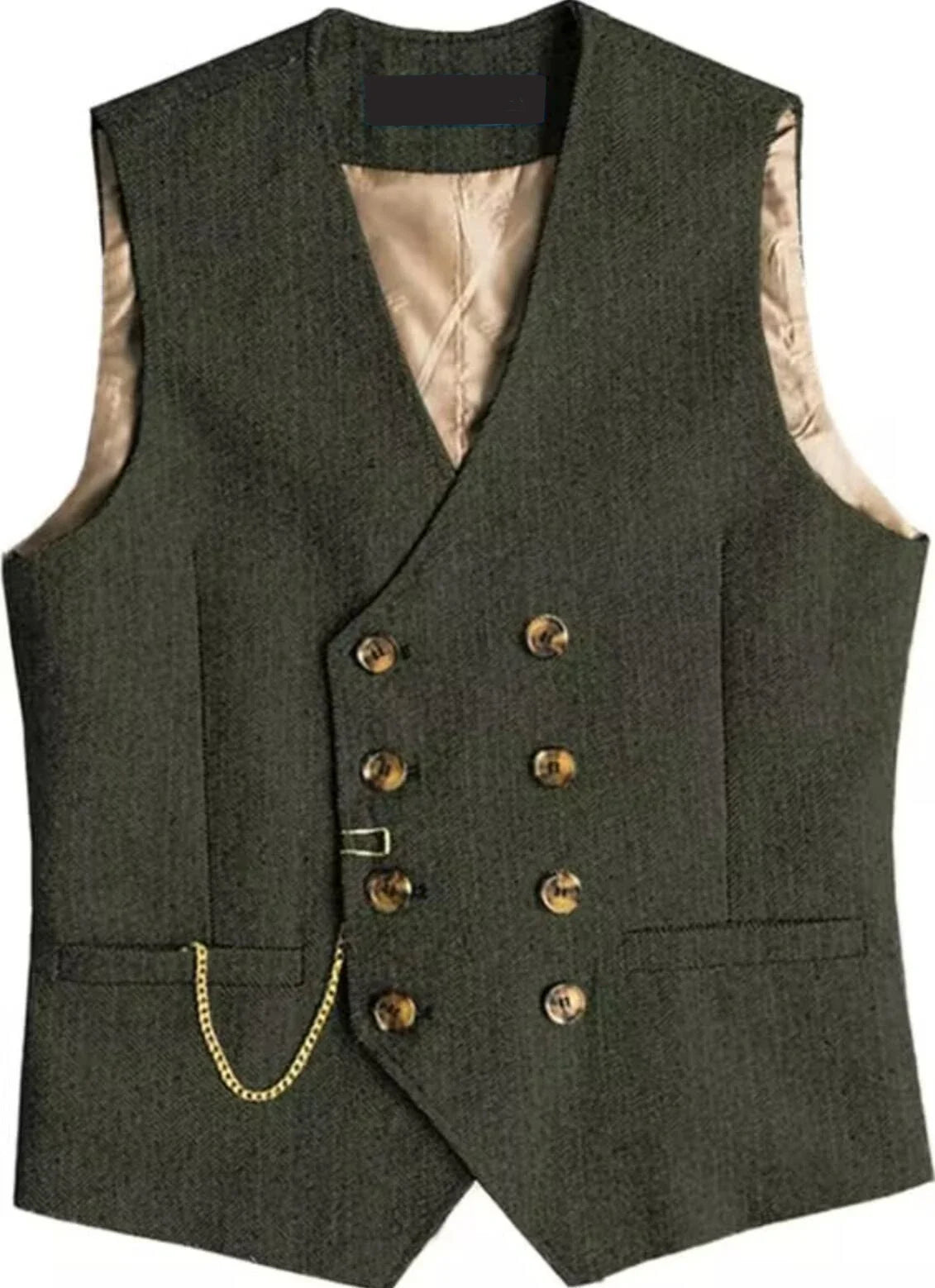 Men's Suit Vest Herringbone Pattern Retro British Style Double Breasted Waistcoat Four Season Outerwear Wedding Party traveling