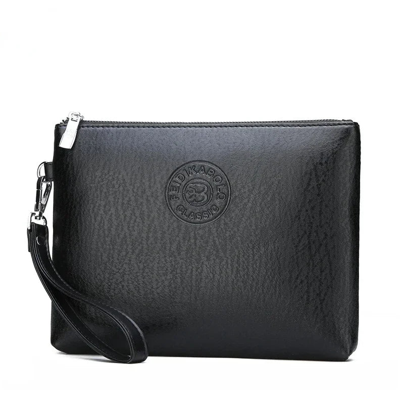 Nouvelle Pochette pour Homme Style Business Grand Portefeuille en Cuir PU Souple Homme avec Dragonne Sac Élégant Décontracté et Tendance Sac à Main Pochette Homme