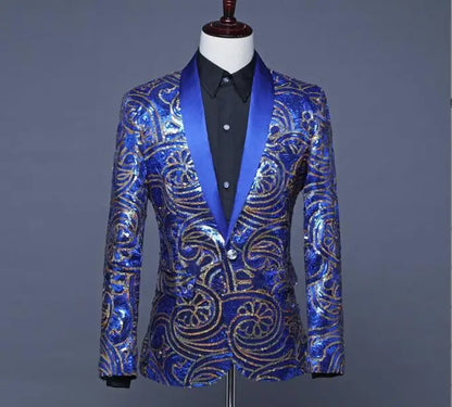 2026 New Men's Red Suit Jacket, Wedding Party Slim Dress Coat, Sequin Decoration Luxurious Blazers Blue Green Terno Masculino