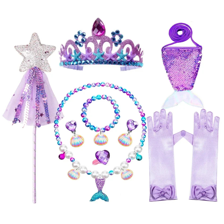 Mermaid Dress for Girl Charm Princess Cosplay Sequin Bling Costume for Kids Girl Fish Beauty Birthday Party Halloween Clothing