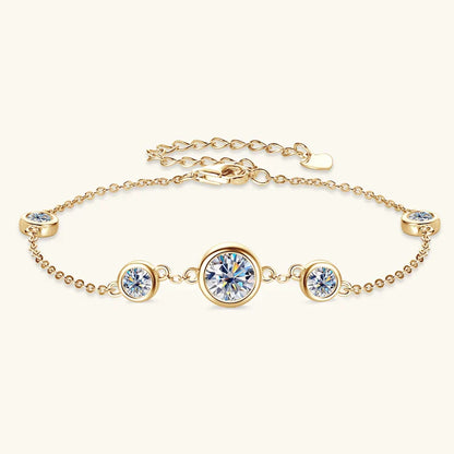 2024 New 18k Gold Plated Bracelet 925 Silver Chain 2mm D Color Bezel Moissanite Bracelets Fashion Women's Jewelry Gifts