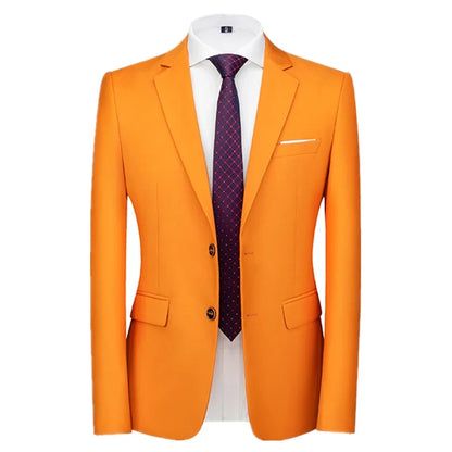 2026 New Men's Green Suit Jacket, Two Button V-Neck Coat, Wedding Party Formal Dress Tops Blue Red Yellow Green Blazers