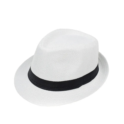 Jazz Hat British Style Linen Solid Color Hat for Men and Women Rolled Brim Couple Style Sun Hat Paper Straw Hat