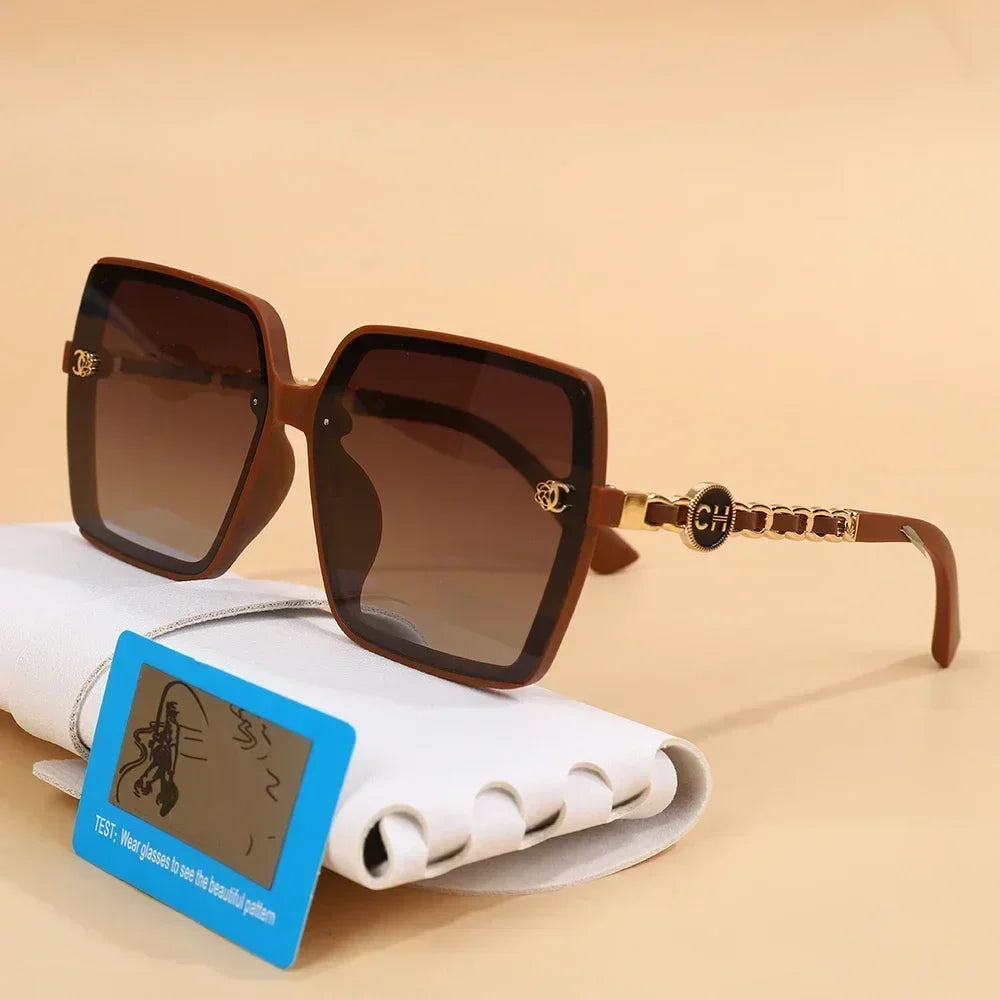 New Fashion Sunglasses for Women Hot Sale Polarized Large Frame Square Retro Sun Glasses Gradient Ladies Sunglass for Men UV400