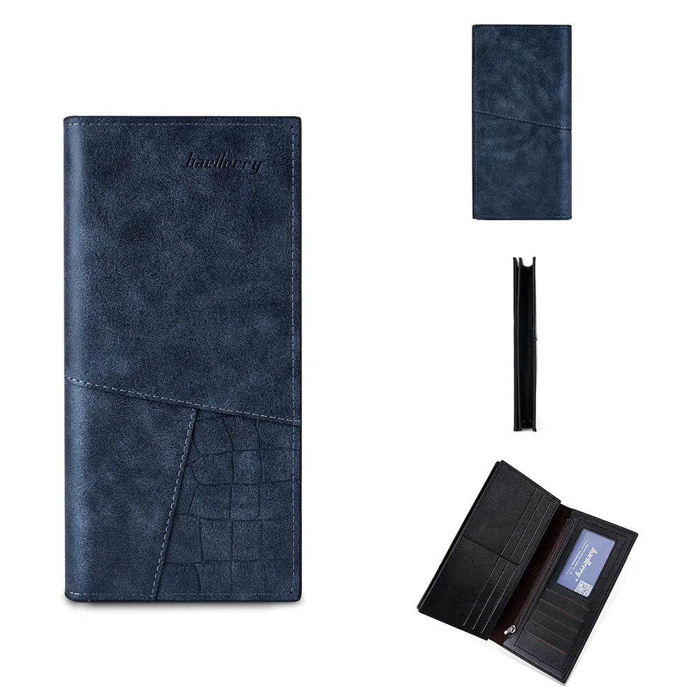 Men's Long Wallet Multi-card Slot Card Money Holder Wallet Zipper Multi Functional PU Leather Coin Purse for Man