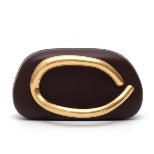 Women's Brand Fashion Chic Design Clutch Bag PU Vegan Leather Handbag Metal Handle Evening Bag Handheld Purse Banquet Party Gift