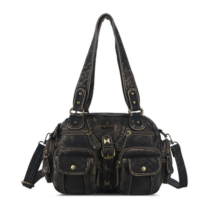 Vintage Bag Women Small Handbags Satchel Top-handle Handbag PU Shoulder Bag Dumpling Pack Multi-pockets Shoulder Bags