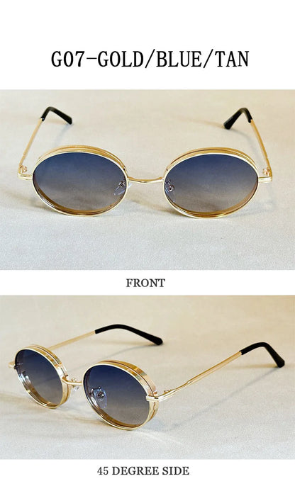 2025 Oval Sunglasses Women Trendy Retro Vintage Steampunk Sunglass Men Fashion Glasses Lentes De Sol Mujer Lunette Soleil Femme