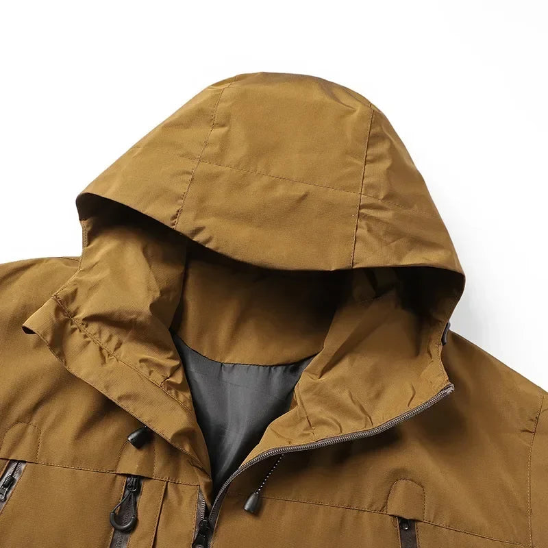 Men's Waterproof Running Jacket Caramel Women Windproof Windbreaker Hiking Camping Cycling Trekking Jogging Jackets