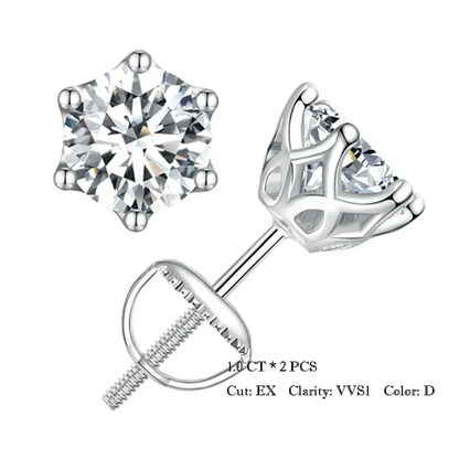 Moissanite Wedding Stud Earrings, White Gold Plated Brilliant Round Cut Lab Created Diamond 925 Silver Earrings for Women