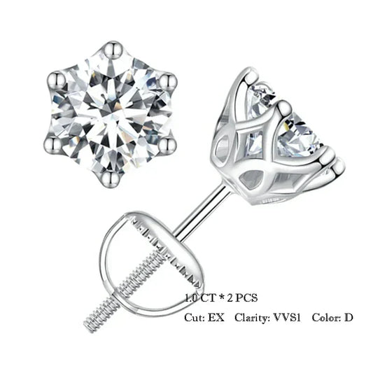 Moissanite Wedding Stud Earrings, White Gold Plated Brilliant Round Cut Lab Created Diamond 925 Silver Earrings for Women