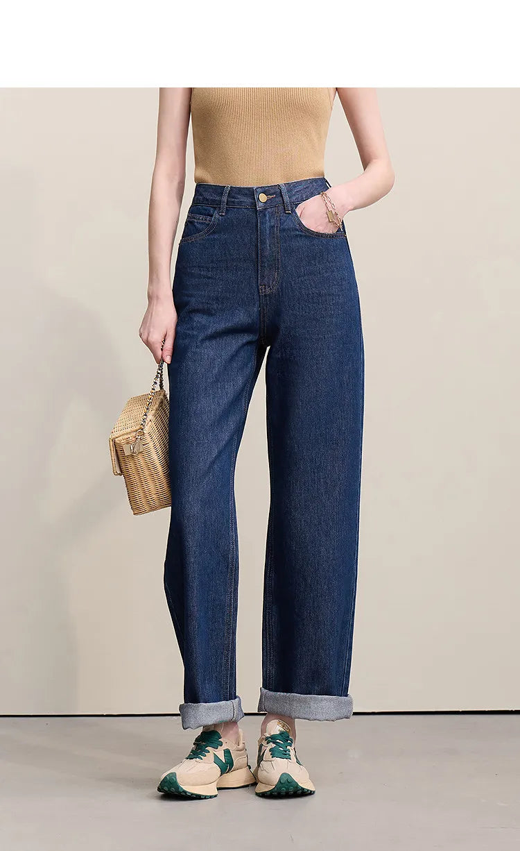 Women's Jeans 2026 Spring New Casual Letter Embossed Cotton Denim Trousers Women's Retro Versatile Straight Pants 12641115