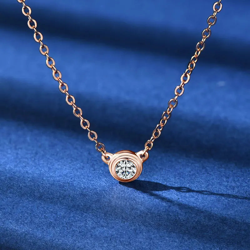 3MM 0.1CT Moissanite Necklace Original 925 Sterling Silver Pendant Necklaces  For Women Delicate Neck Jewellry Gift