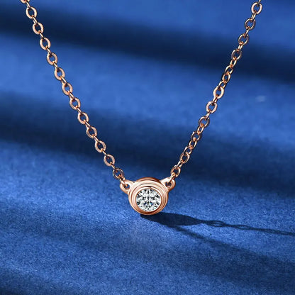 3MM 0.1CT Moissanite Necklace Original 925 Sterling Silver Pendant Necklaces  For Women Delicate Neck Jewellry Gift