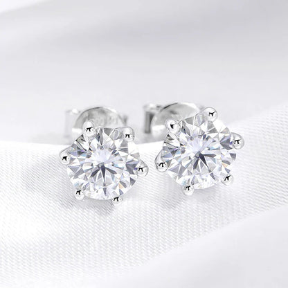 0.5-2CT D VVS1 Real Moissanite Stud Earrings for Women Lab Diamond Ear Studs 100% S925 Sterling Silver Plated 18K Gold