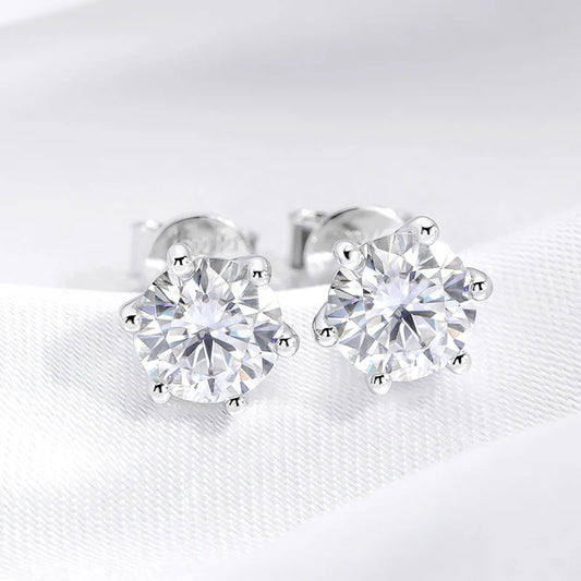 0.5-2CT D VVS1 Real Moissanite Stud Earrings for Women Lab Diamond Ear Studs 100% S925 Sterling Silver Plated 18K Gold